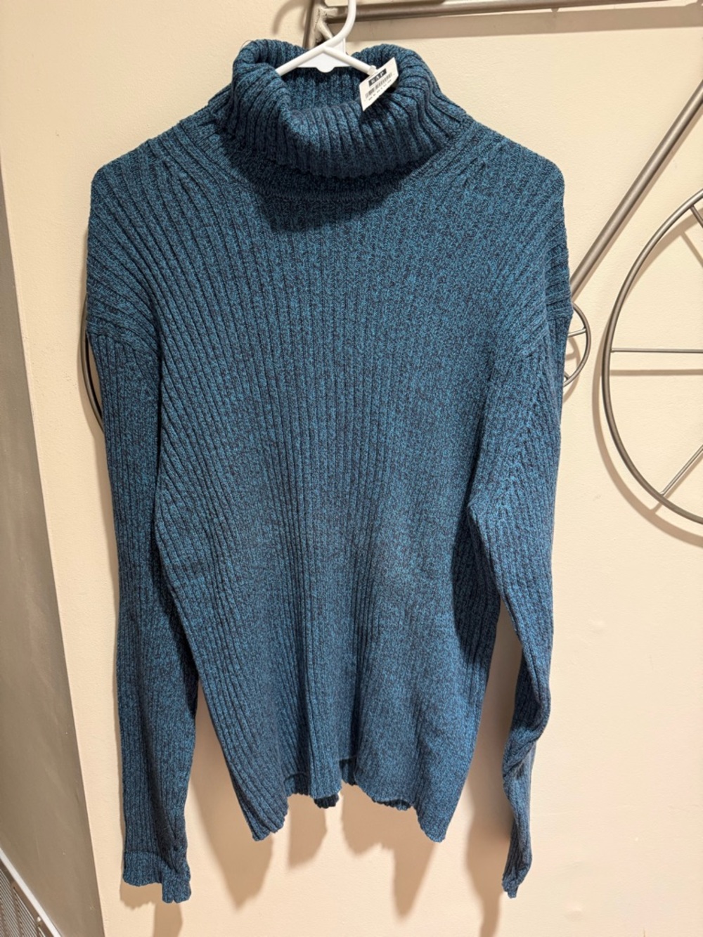 GAP Heathered Teal Knit Sweater Size L Cotton Blend NWT Cottagecore Cabincore